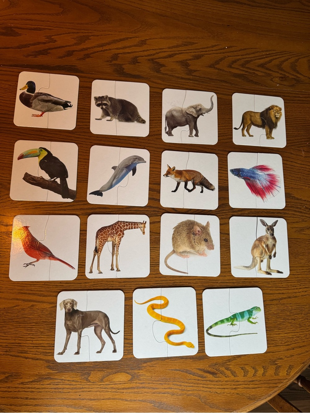 Animal Matching Puzzle Cards - Colorful Wildlife Set